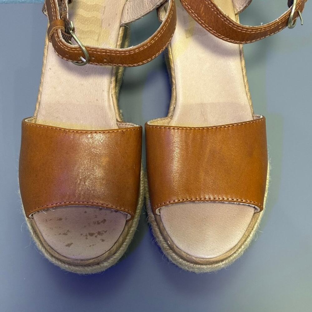 Sperry Fairwater Plushwave Wedge Espadrille Sandals Women's Size 7.5 Tan Leather - Picture 3 of 9